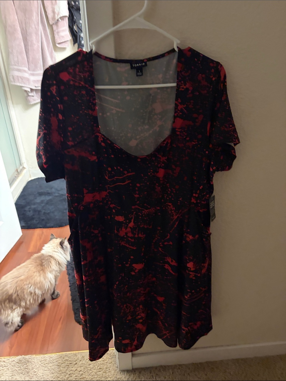 torrid Black & Red Scoop Neck Dress with Blood Splatter Print Size 1 XL